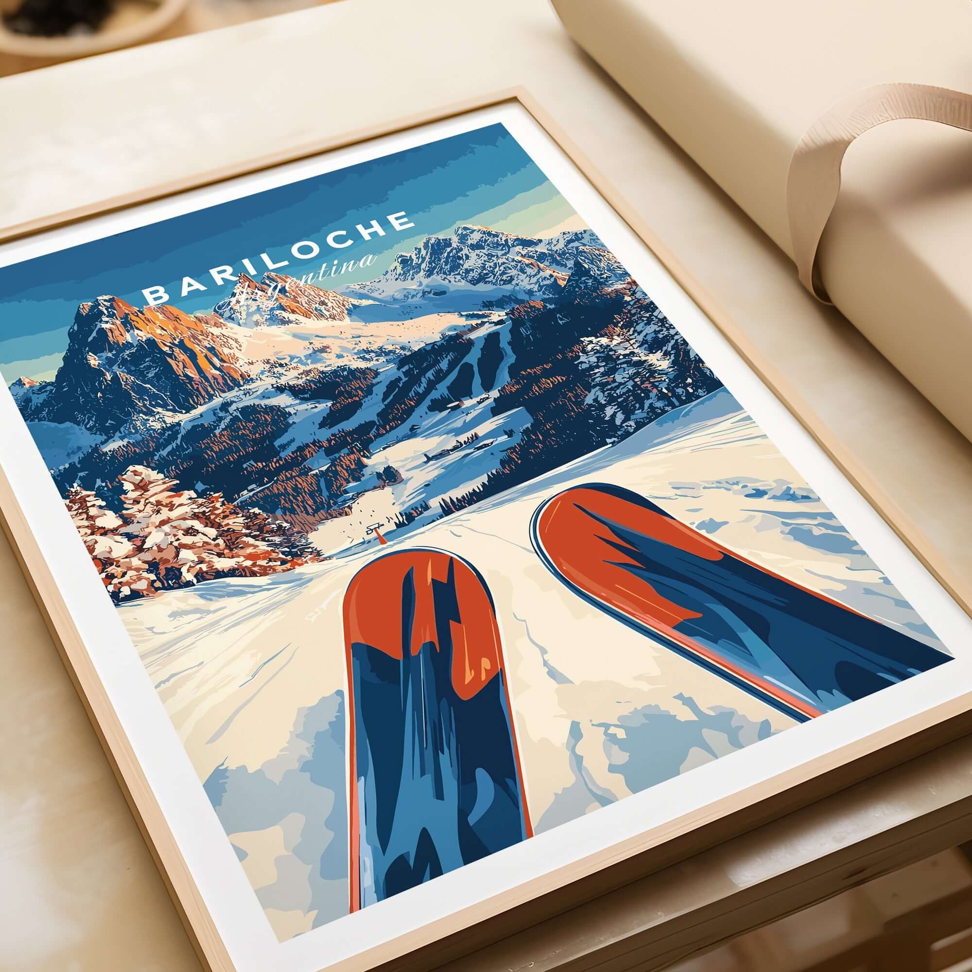 Bariloche Print Argentina showcasing skiing trails and stunning mountain landscapes in Argentina.