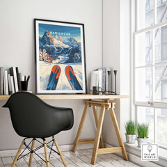 Bariloche Print Argentina displayed in a stylish interior setting with vibrant mountain and ski design.