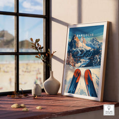 Bariloche Print Argentina displayed on a table near a window, showcasing stunning landscapes and skiing.