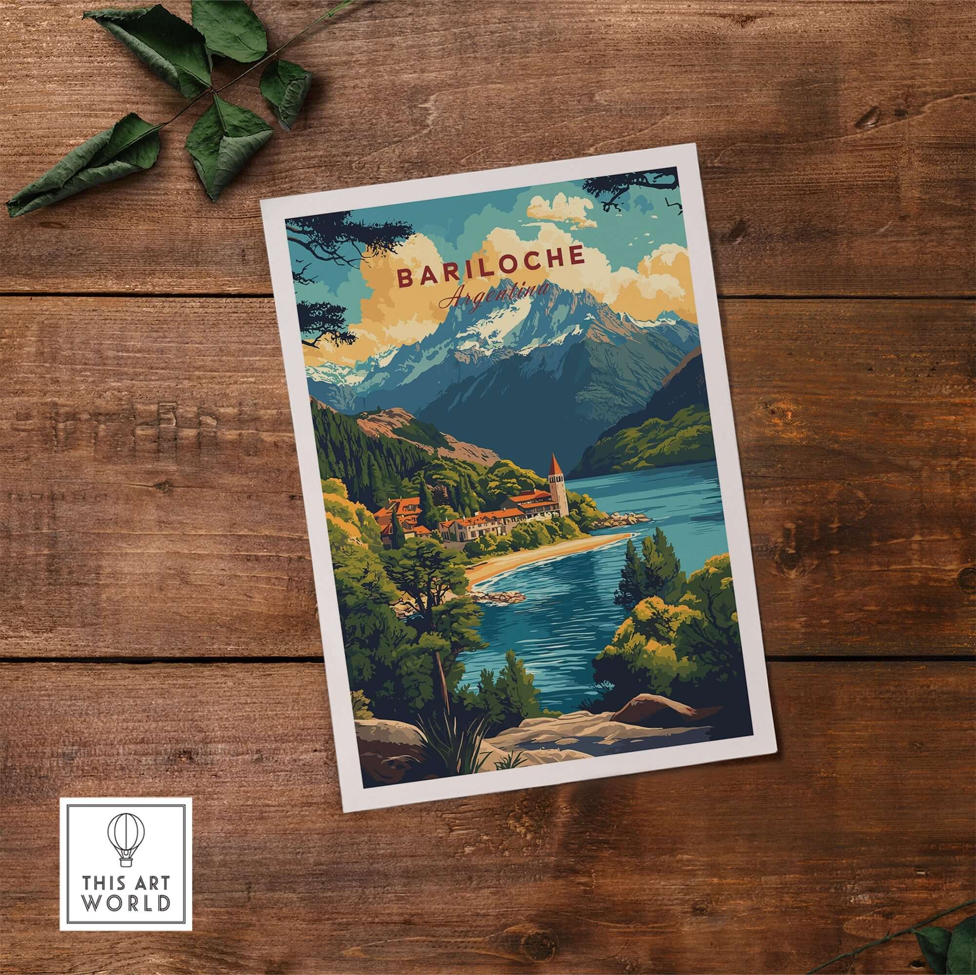 Bariloche Travel Print showcasing stunning landscapes of Bariloche, Argentina with vibrant colors and intricate details.