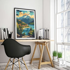 Bariloche Travel Print showcasing vibrant landscapes and a beautiful view, enhancing home decor and inspiration.