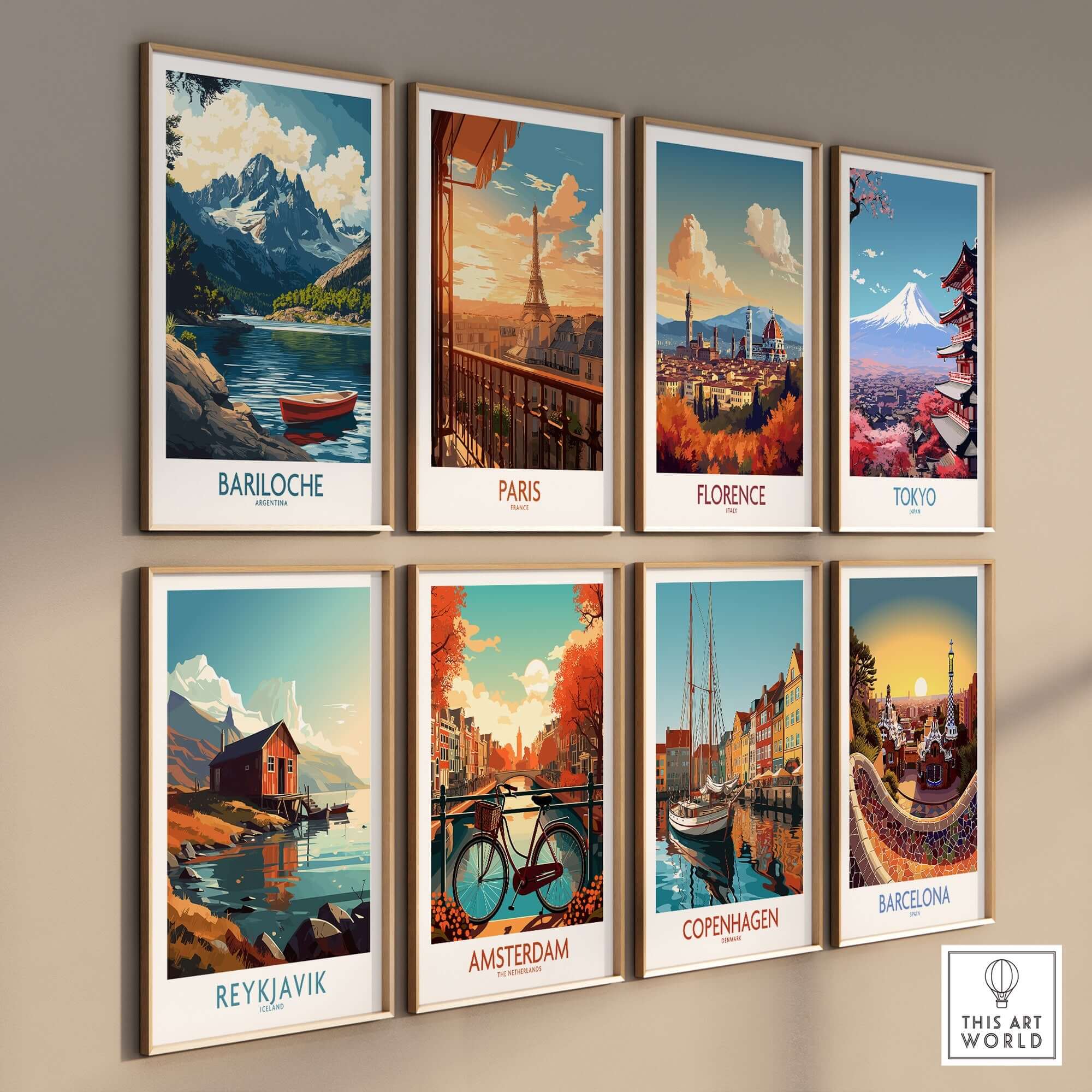 Bariloche Wall Art Print showcasing scenic landscapes of Bariloche and other world destinations.