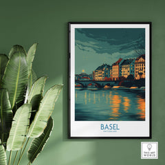 Basel Switzerland Old Town Reflections Poster - Travel Destination Decor