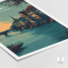 Basel Switzerland Old Town River View Poster - Historic Cityscape Wall Art showcasing charming city and water.