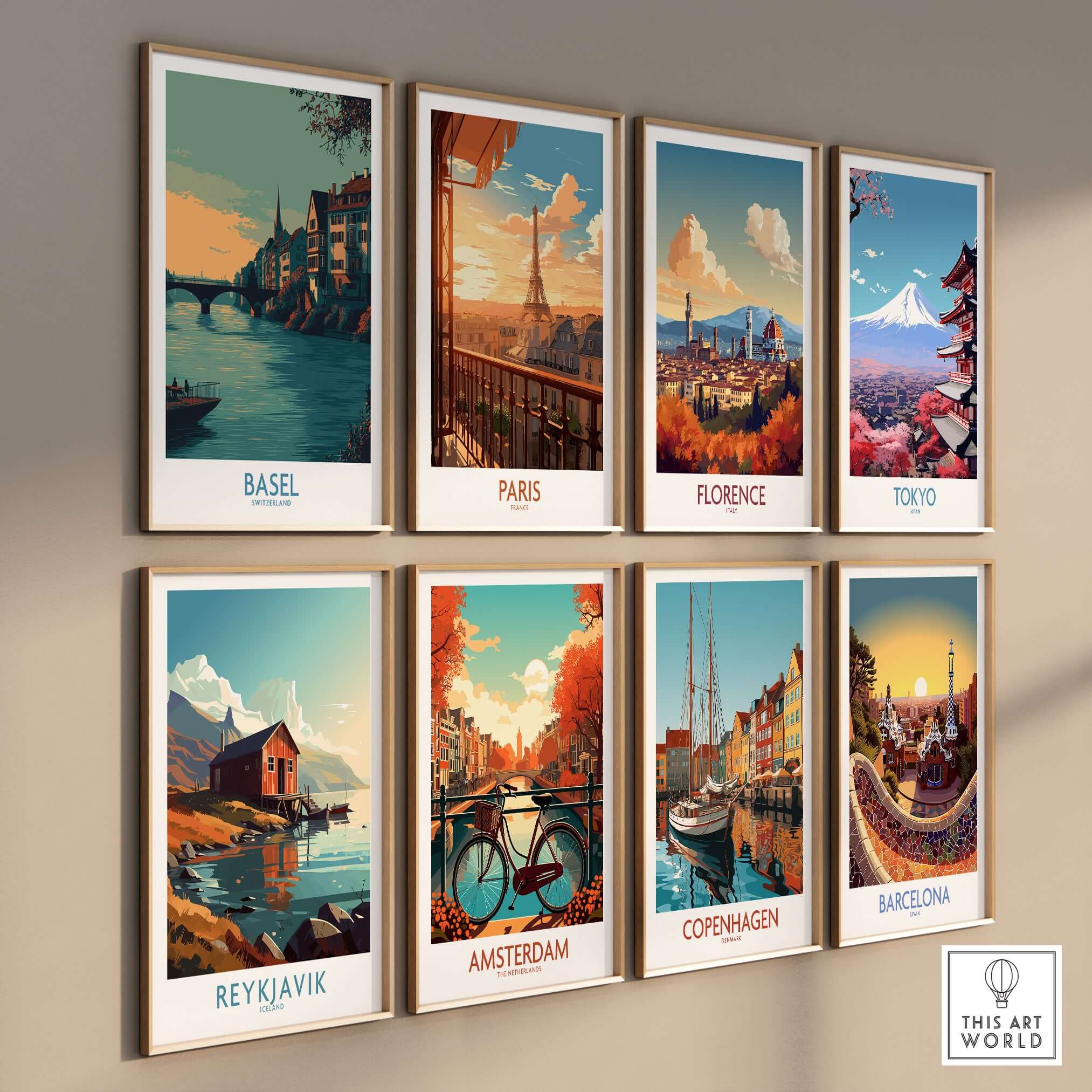 Basel Switzerland Rhine Promenade Art Print - European Travel Decor showcased among other city art prints