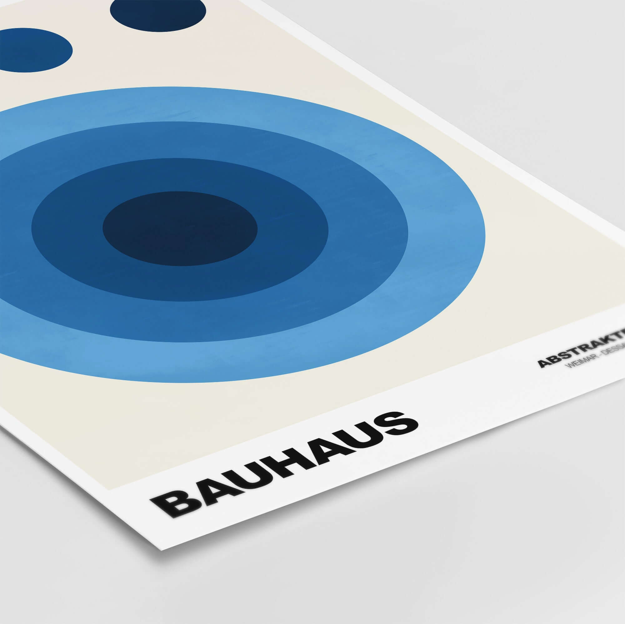 Bauhaus Exhibition Prints - Abstract Blue Circles Poster Geometric Design featuring concentric blue circles.