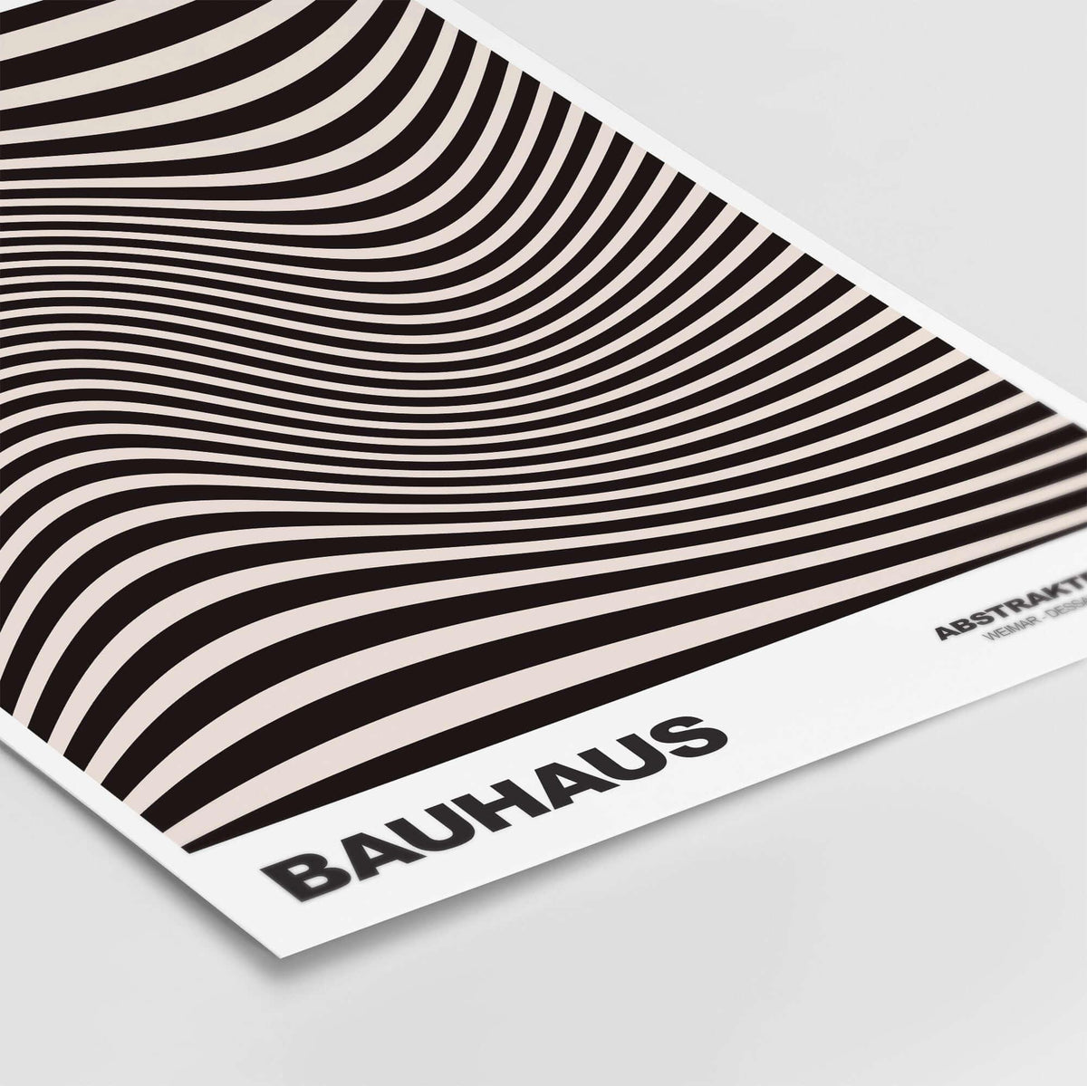 Bauhaus Exhibition Prints -  Optical Wave Lines Art Print Black Cream Abstract featuring black and cream wavy lines.