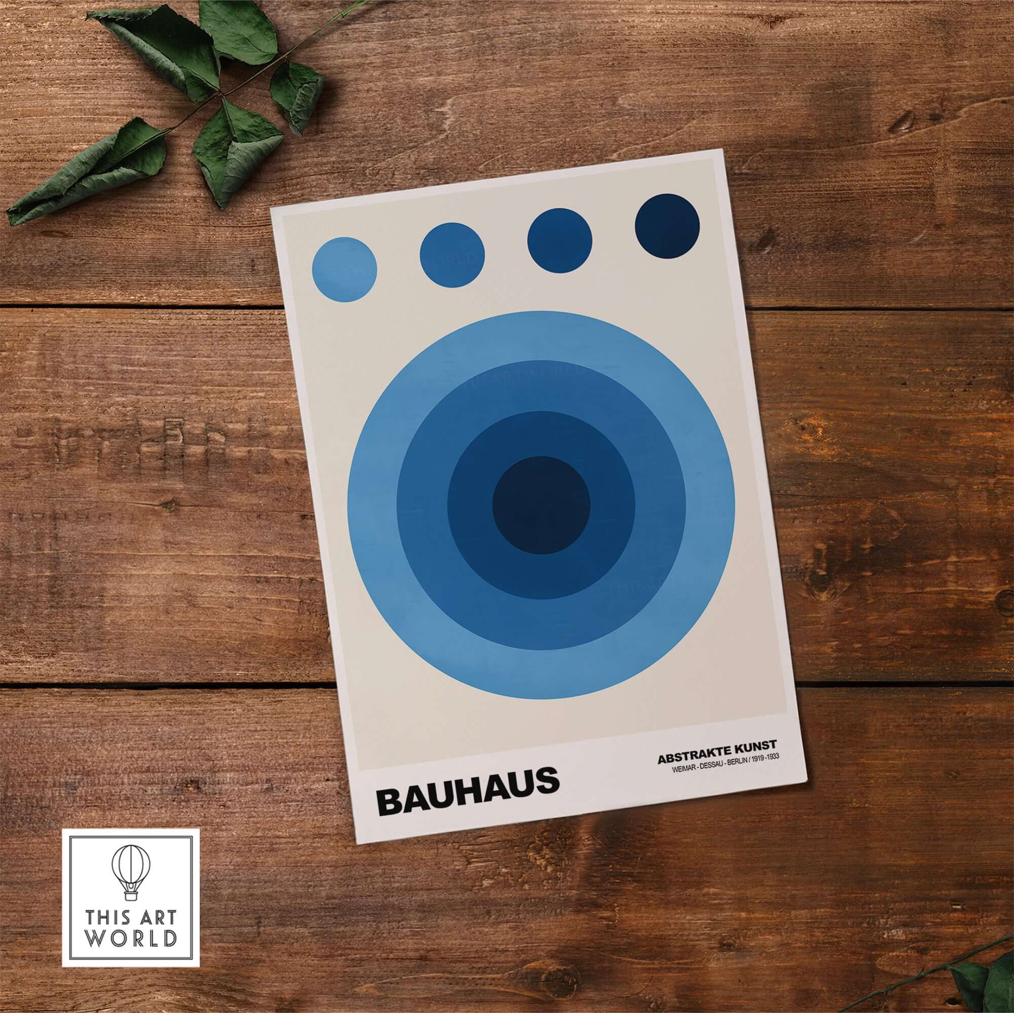 Bauhaus Exhibition Prints - Abstract Blue Circles Poster Geometric Design with concentric circles in shades of blue.