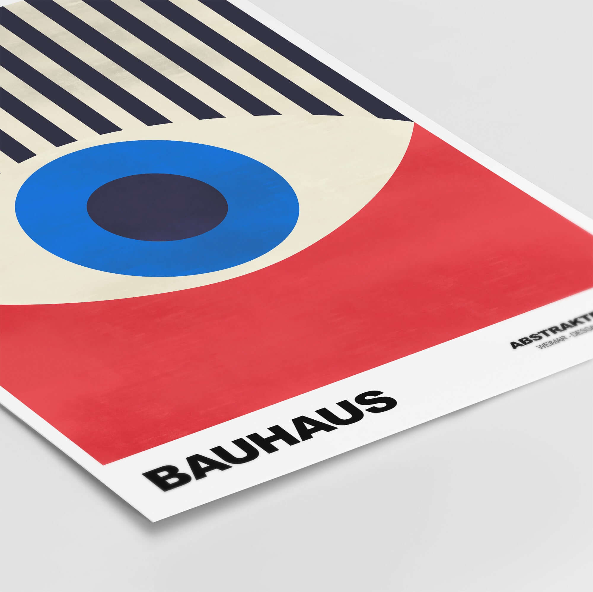 Bauhaus Exhibition Prints - Abstract Eye Art Print Geometric Red Blue Design featuring bold eye design on vibrant background.
