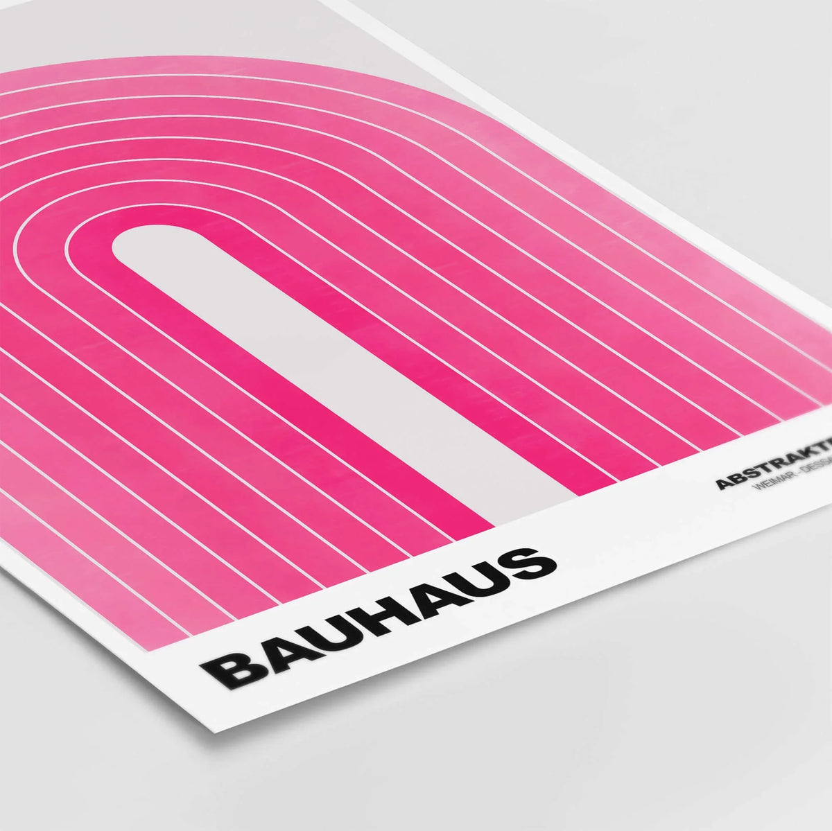 Bauhaus Exhibition Prints - Concentric Pink Arch Poster Minimalist Geometric Art featuring bold pink lines.
