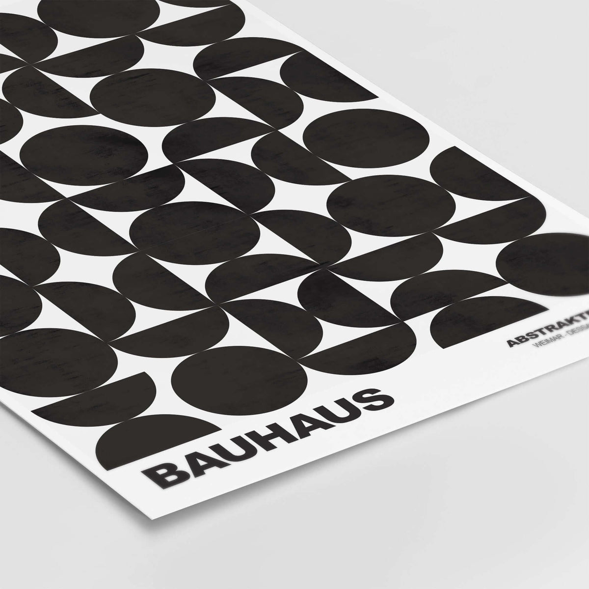 Bauhaus Exhibition Prints - Geometric Circle Shapes Art Print Black White Pattern showcasing black geometric shapes on white.