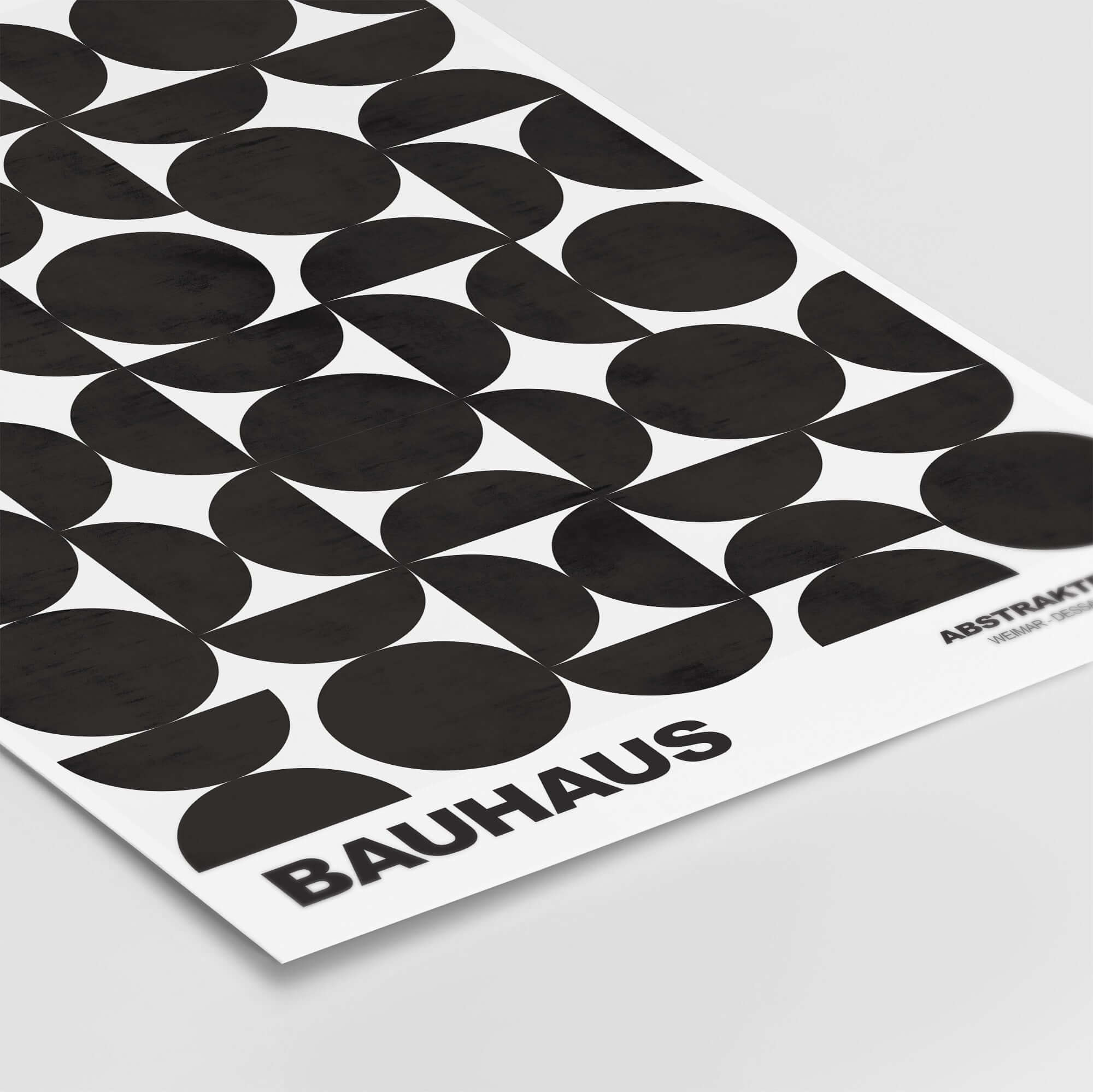 Bauhaus Exhibition Prints - Geometric Circle Shapes Art Print Black White Pattern showcasing black geometric shapes on white.