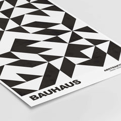 Bauhaus Exhibition Prints - Geometric Triangle Pattern Poster Black White Abstract showcasing a bold black and white triangle design.