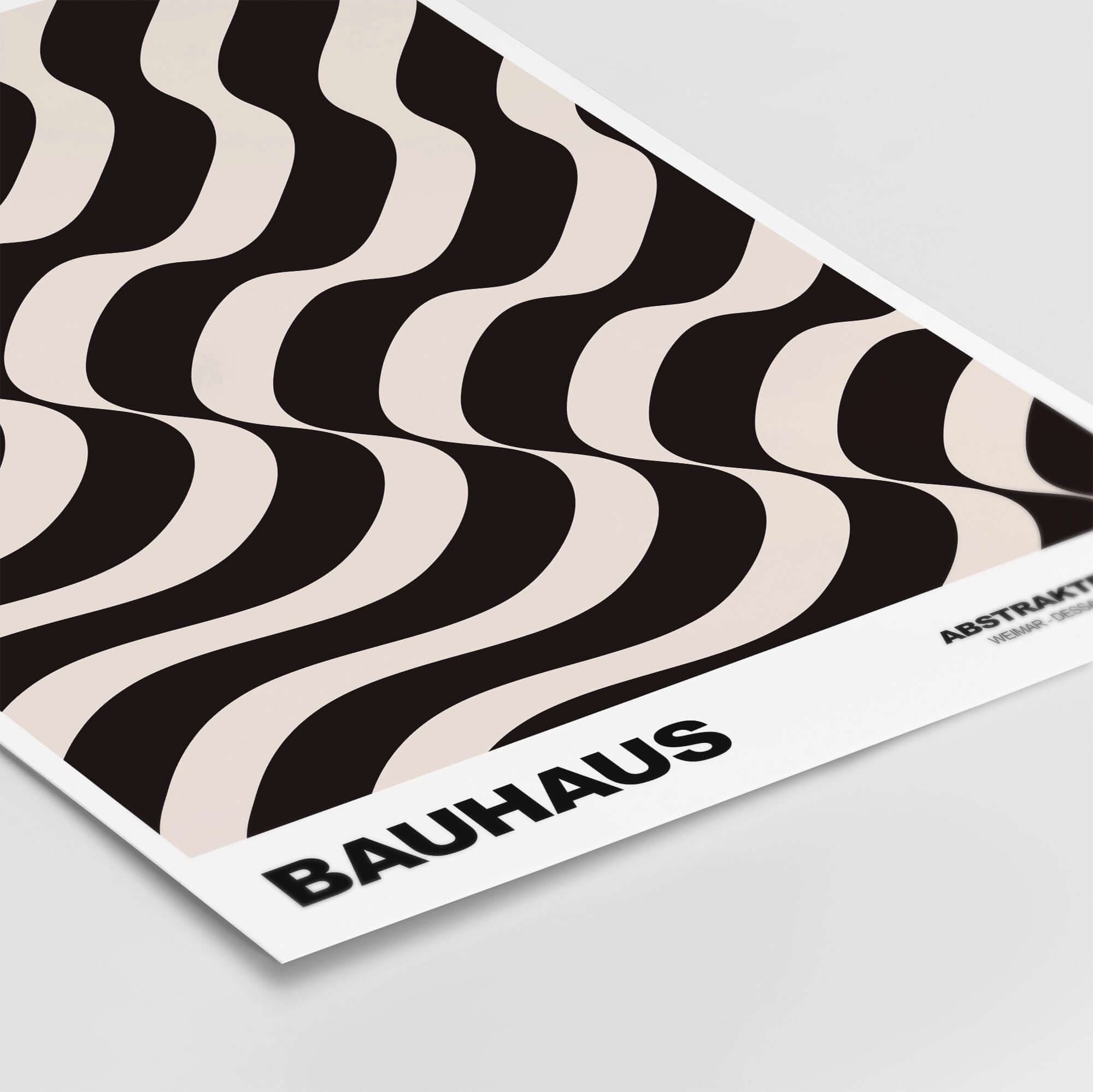 Bauhaus Exhibition Prints - Thick Undulating Waves Poster Black Cream Abstract Art featuring bold wavy designs in black and cream.