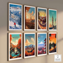 Beaver Creek Colorado Downhill Skier Poster - Winter Sports Wall Art collection displayed on a wall.