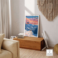 Beaver Creek Colorado Ski Lift Sunset Print - Mountain Gondola Wall Art displayed in a cozy living room setting.