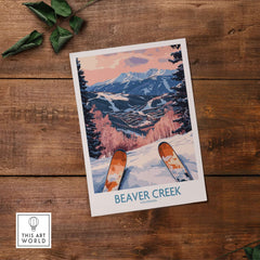 Beaver Creek Colorado Winter Sunset Ski Print - Colorado Travel Decor showcasing vibrant ski slopes and mountains.