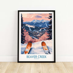 Beaver Creek Colorado Winter Sunset Ski Print - Colorado Travel Decor showcasing vibrant slopes and sunset hues.