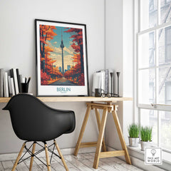 Berlin skyline art print on desk, modern home decor, city wall art, This Art World