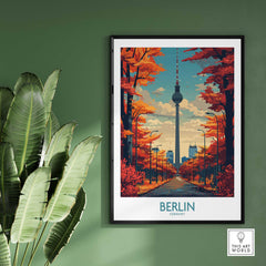 Berlin art print featuring city skyline and autumn trees, wall art by This Art World