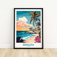 Bermuda Art Print showcasing vibrant colors and tropical scenery of the Caribbean beach.