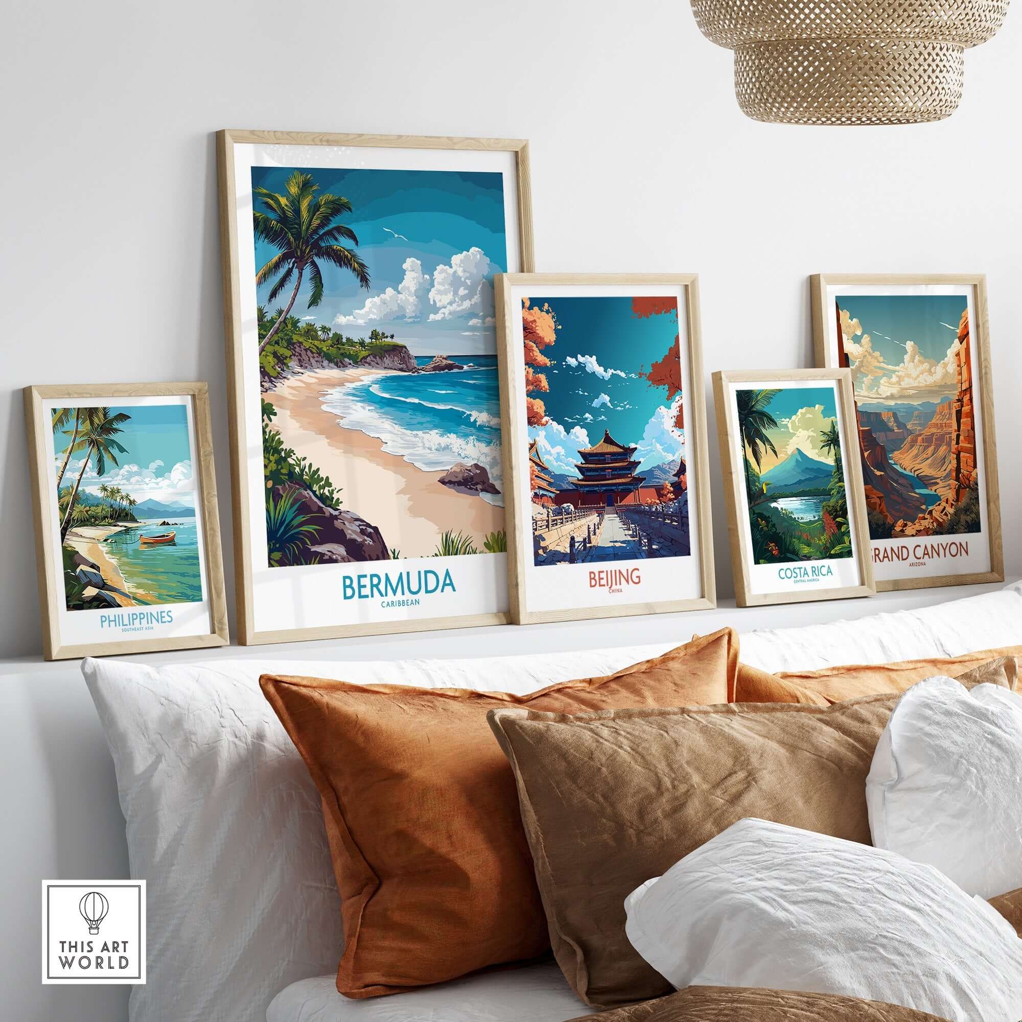 Bermuda Poster among other travel posters featuring vibrant landscapes and tropical themes.
