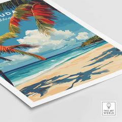 Bermuda Print - Beach Poster showcasing tropical palm trees and serene beach landscape.