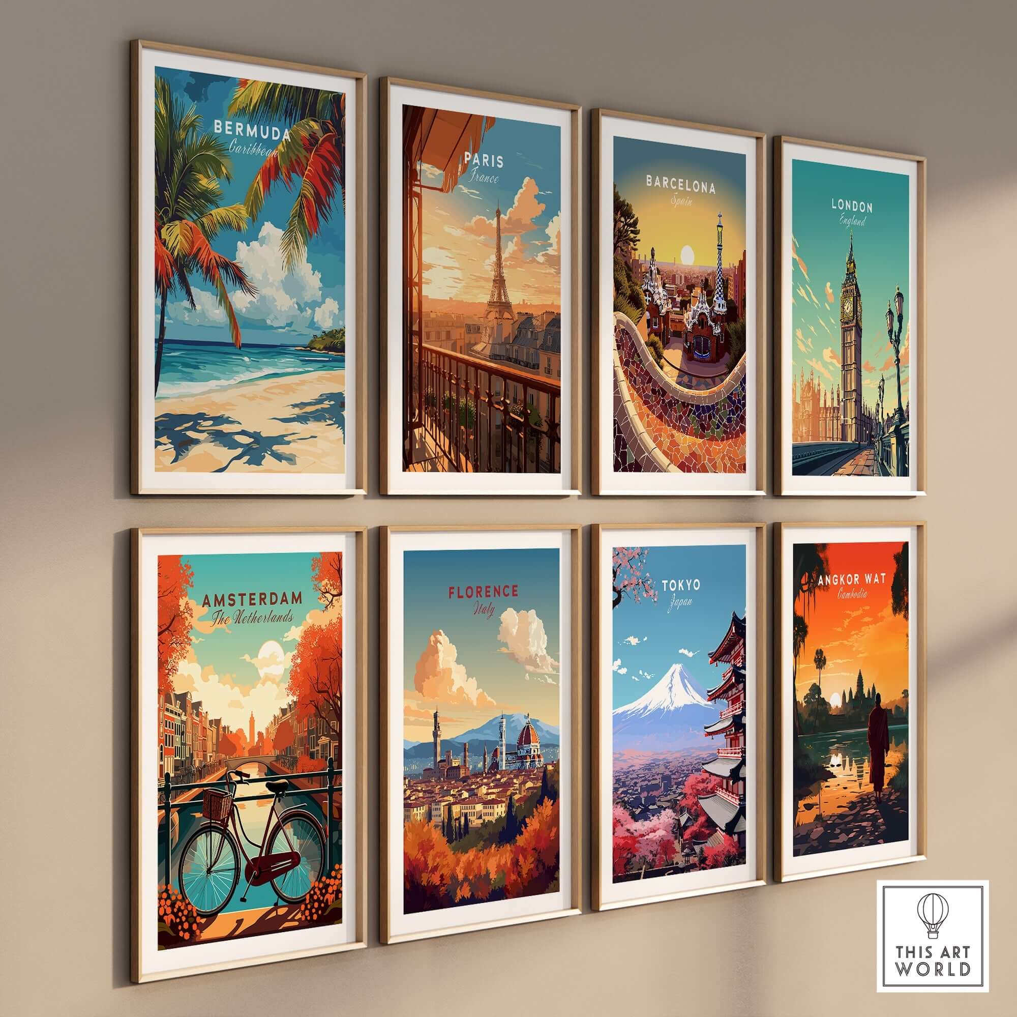 Bermuda Print - Beach Poster showcasing tropical designs and vibrant colors in a gallery wall arrangement.