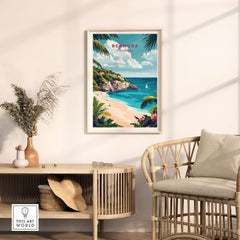 Bermuda Travel Print featuring blue waters and pink sand beaches, bringing a piece of paradise to your home decor.