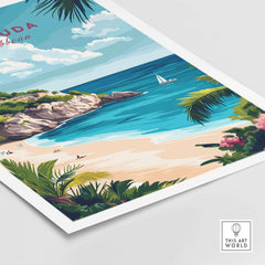 Bermuda Travel Print showcasing beautiful blue waters and pink sand beaches, perfect for home decor.