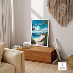 Bermuda Wall Art showcasing vibrant colors and tropical beach scenery, perfect for adding paradise vibes to any room.