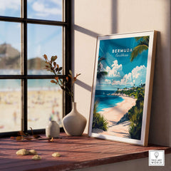 Bermuda Wall Art featuring vibrant colors and scenic beach view, bringing island vibes to your home.