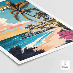Bermuda Wall Art Poster featuring vibrant tropical landscape and palm trees, an escape to the beautiful island paradise.