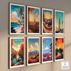 Bermuda Wall Art Poster showcasing vibrant landscapes among other city travel prints.