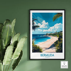 Bermuda Wall Art Print featuring vibrant beach scenery and tropical landscapes in a stylish frame.