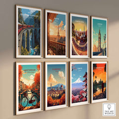 Bernina Express Print | Swiss Alps Journey Art collection in a gallery wall setting showcasing iconic cities.