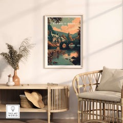 Betws-y-Coed Wales Village Art Print - Scenic Welsh Travel Poster in a cozy home setting.