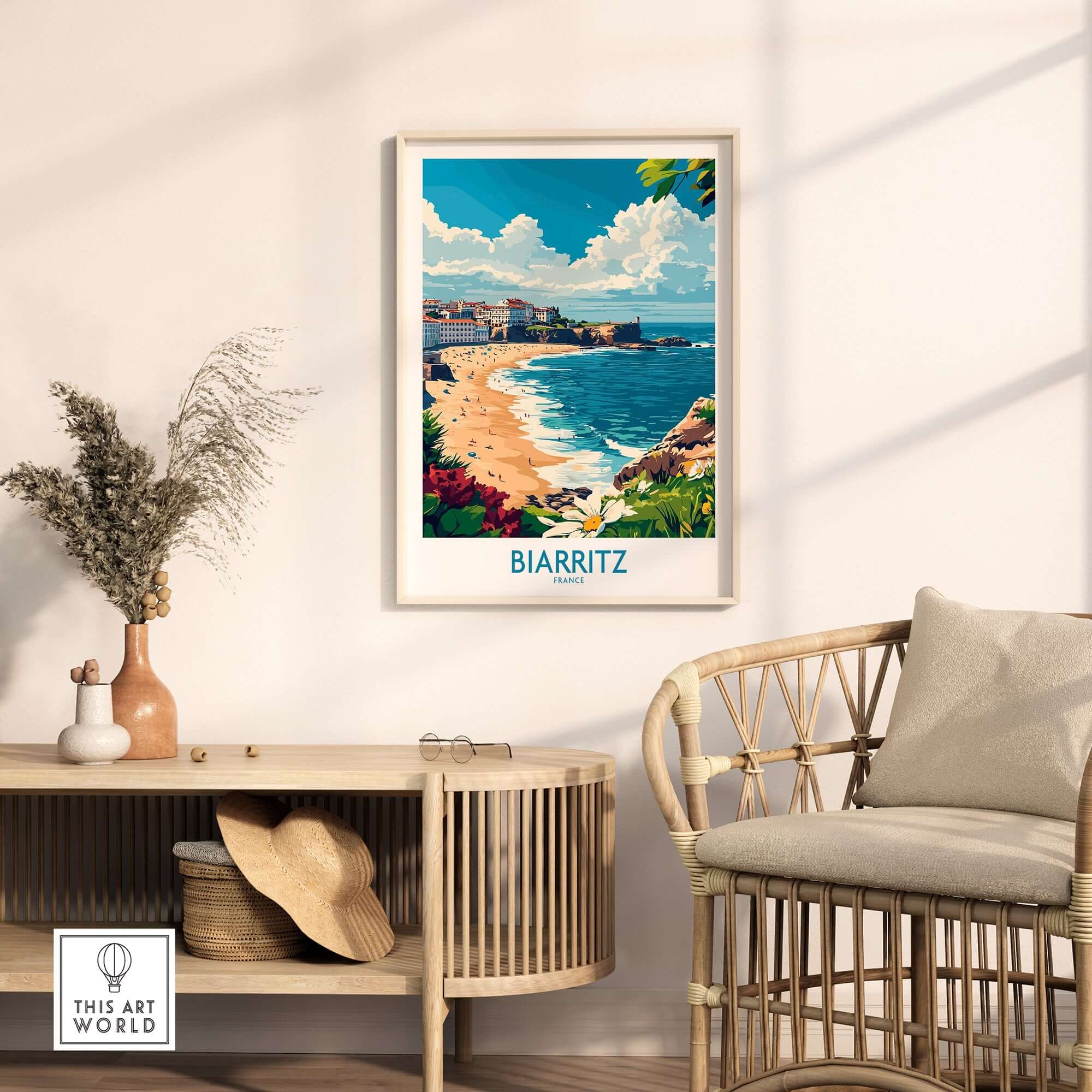 Biarritz Poster France showcasing the stunning coastline and vibrant culture of the French Riviera.