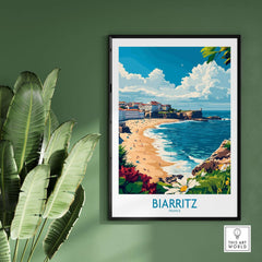 Biarritz Poster France showcasing the stunning coastline and vibrant culture of Biarritz, perfect for home decor.