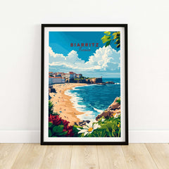 Biarritz Print vibrant seaside poster showcasing Biarritz, France with stunning coastal colors and charm.