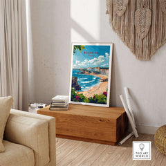 Biarritz Wall Art displayed in a stylish living room setting, enhancing home decor with vibrant colors.