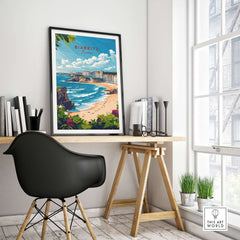 Biarritz Wall Art featuring a vibrant coastal scene, perfect for enhancing home decor and creating a gallery wall.
