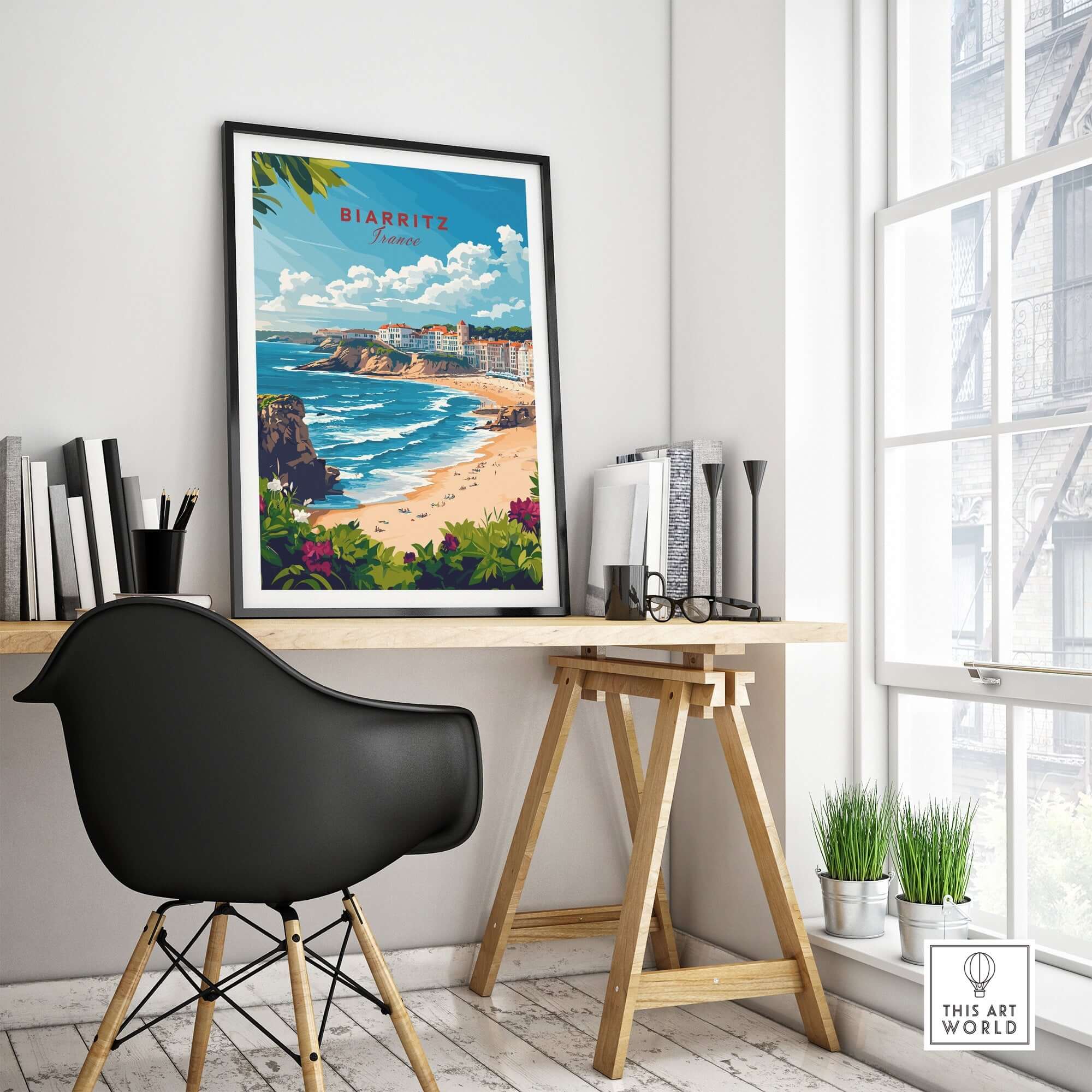 Biarritz Wall Art featuring a vibrant coastal scene, perfect for enhancing home decor and creating a gallery wall.