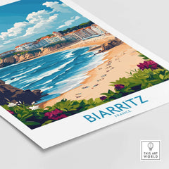 Biarritz Wall Art Print showcasing the coastal beauty of Biarritz, France with vibrant colors and scenic views.