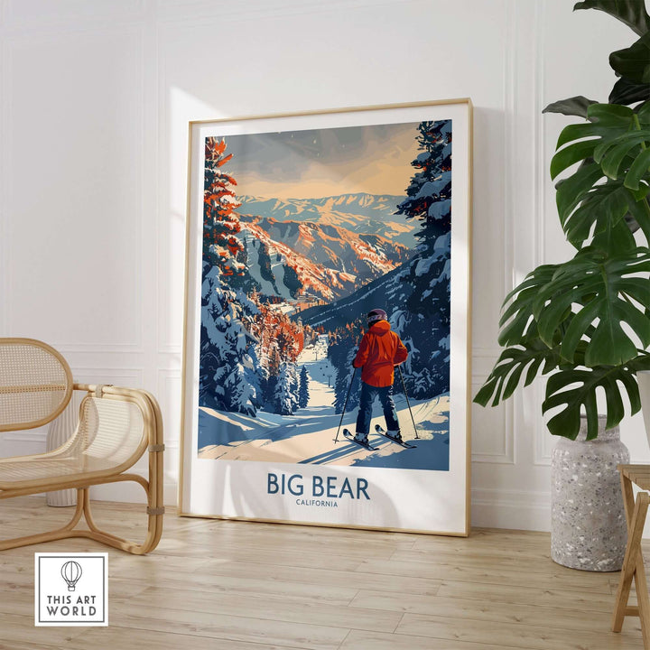 Big Bear Ski Print showcasing stunning California mountains, perfect for ski enthusiasts and home decor.