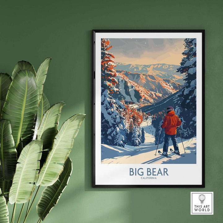 Big Bear Ski Print showcasing California mountains, perfect for skiing enthusiasts and home decor lovers.