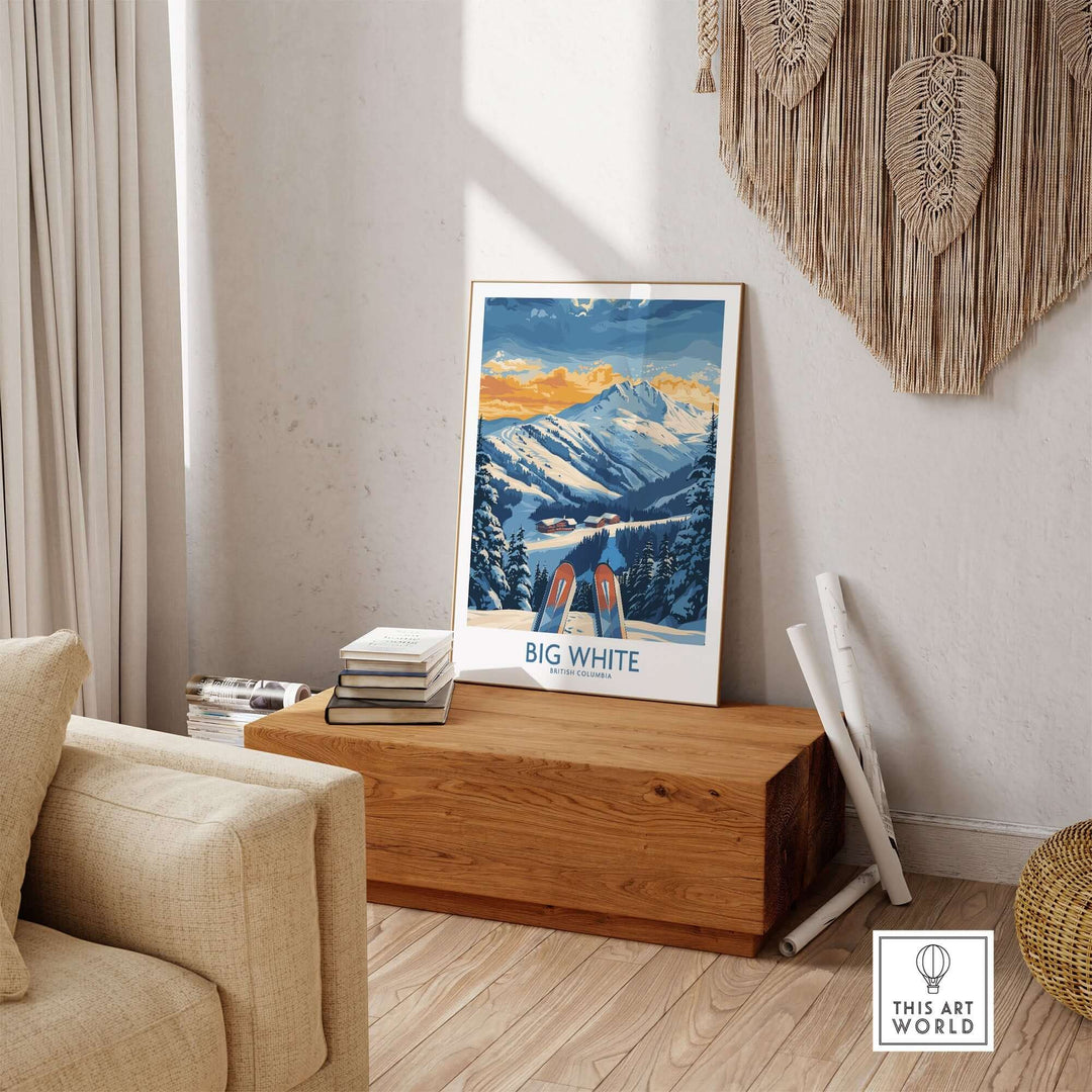 Big White wall art print showcasing British Columbia's ski landscape, adding natural beauty to home decor.