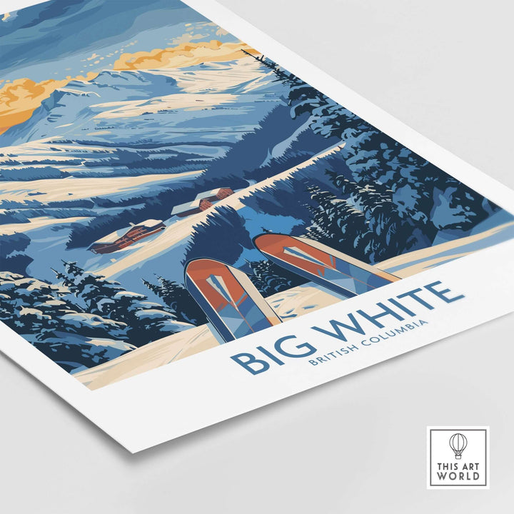 Big White British Columbia ski poster with snowy mountain landscape wall art print