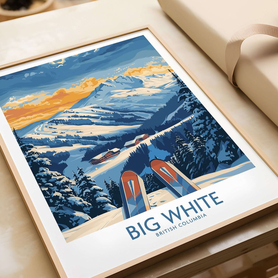 Big White Wall Art Print of British Columbia Ski Landscape, showcasing winter wonderland and nature. Perfect ski poster for home decor.