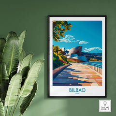 Bilbao Poster showcasing the iconic architecture and vibrant colors of Bilbao, Spain.